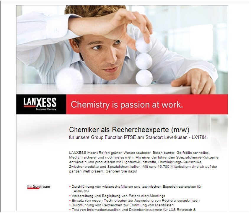 stellenausschreibung-lanxxess-chemiker-rechercheur