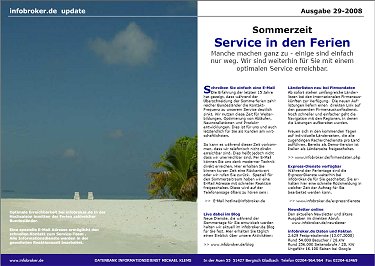 Newsletter in den Sommerferien