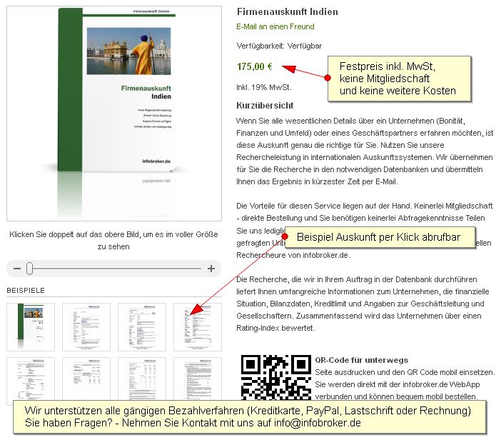 Firmenauskunft Indien