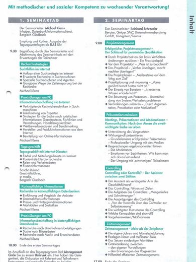 Der Assistent der Geschäftsleitung - Seminarablauf Flyer Management Circle