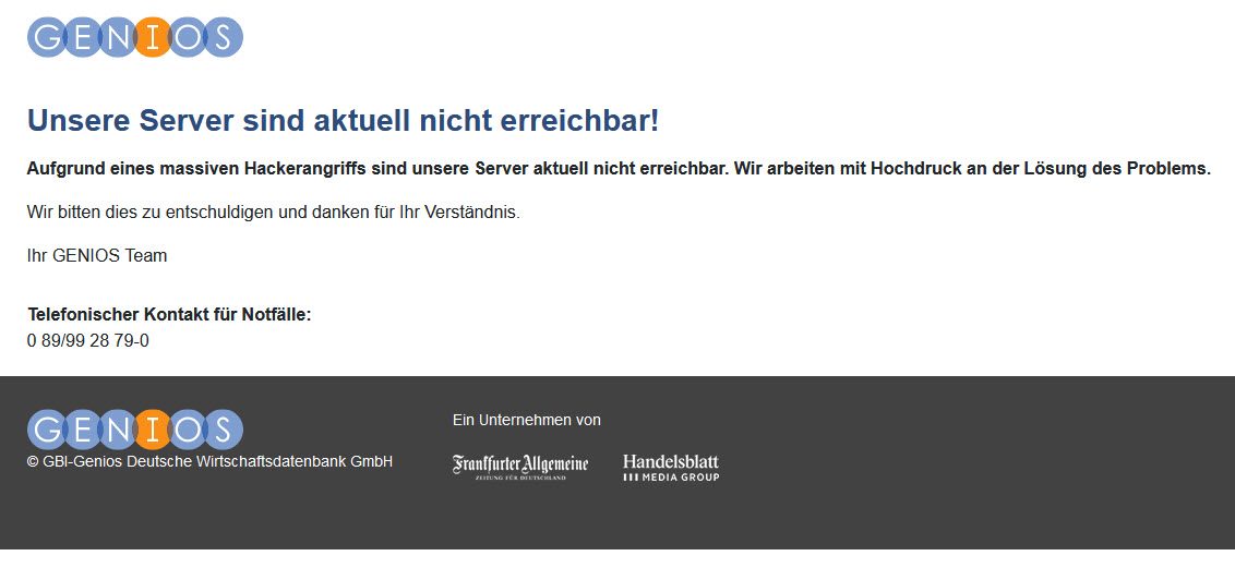 Ausfall Genios Ransomware Attacke