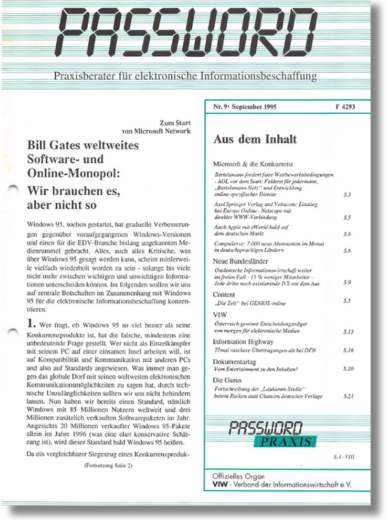 PASSWORD 1995 Ausgabe September Cover 